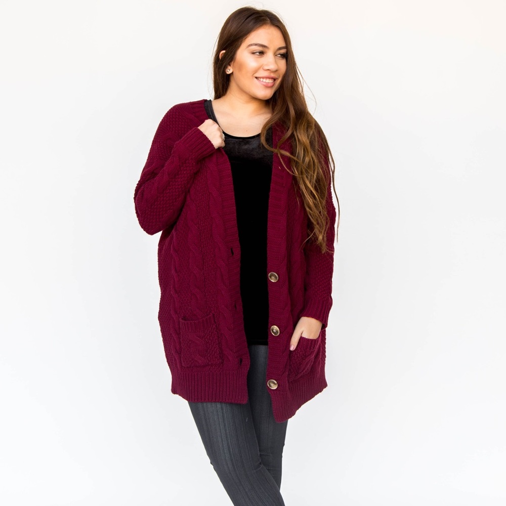 Agnes & Dora | Wine Boyfriend Cardigan